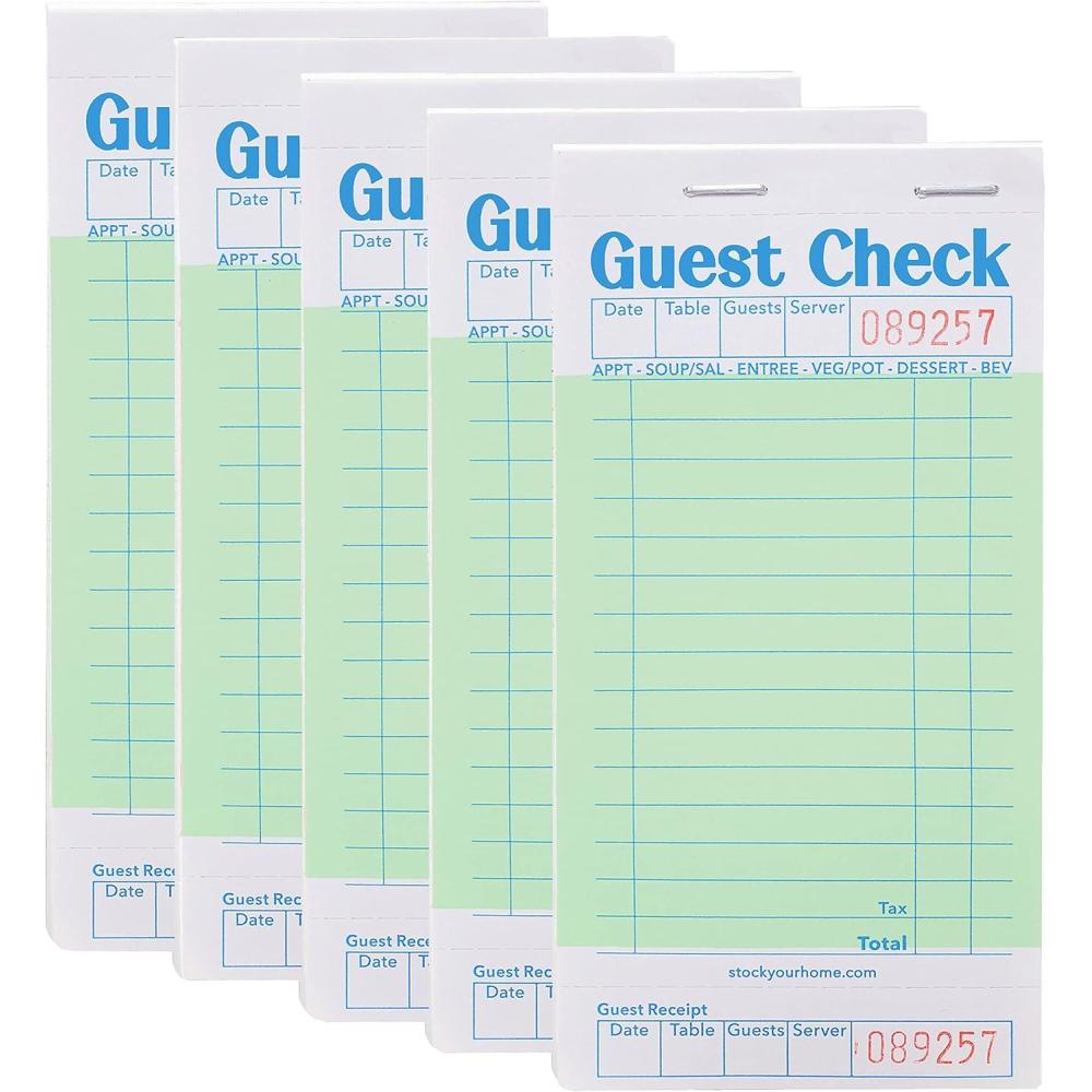imageStock Your Home Pink Guest Check Books for Servers 20 Pack Server Note Pads Waiter Checkbook Food Receipt Book Restaurant Order Pad Paper Checks Waitress Accessories 1000 Total TicketsGreen