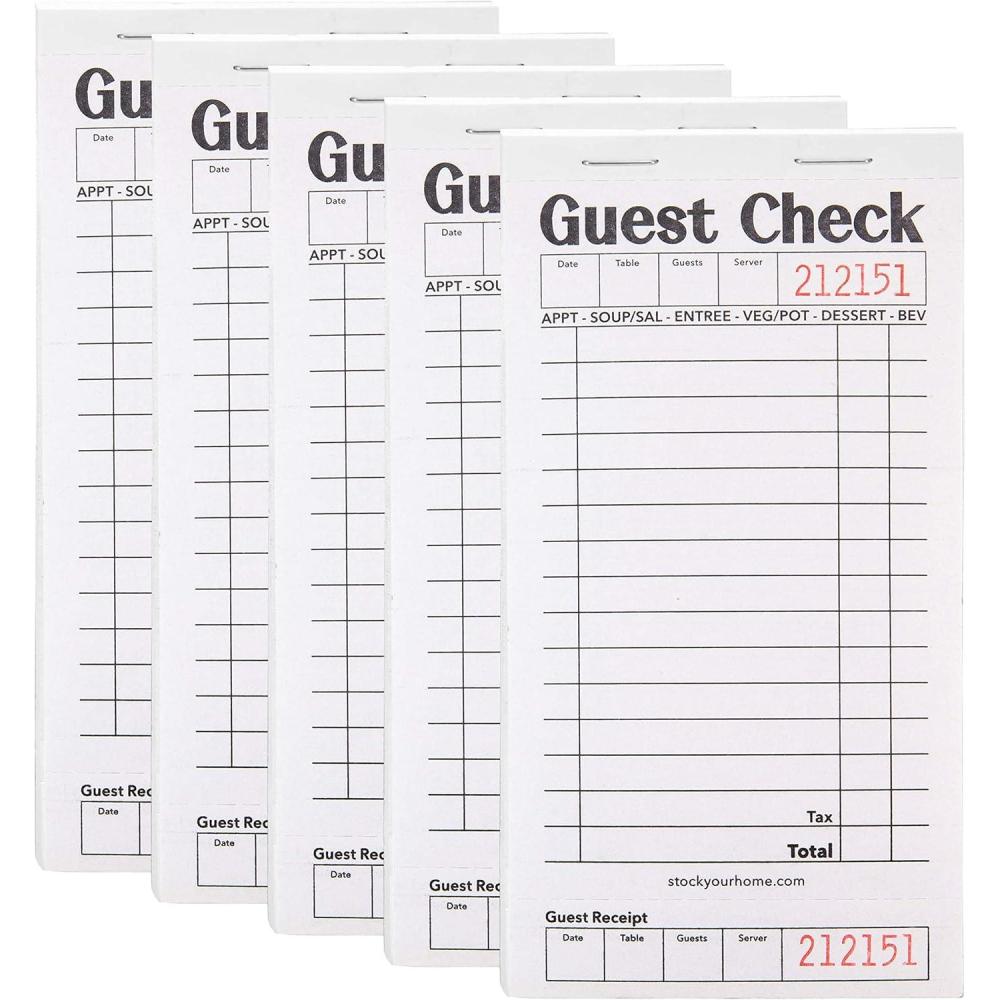 Stock Your Home Pink Guest Check Books for Servers (20 Pack) Server ...