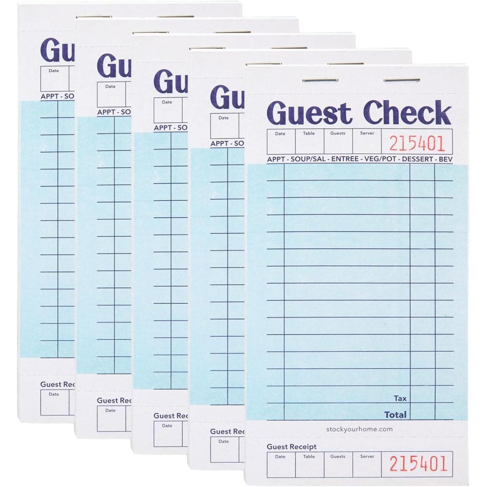imageStock Your Home Pink Guest Check Books for Servers 20 Pack Server Note Pads Waiter Checkbook Food Receipt Book Restaurant Order Pad Paper Checks Waitress Accessories 1000 Total TicketsBlue