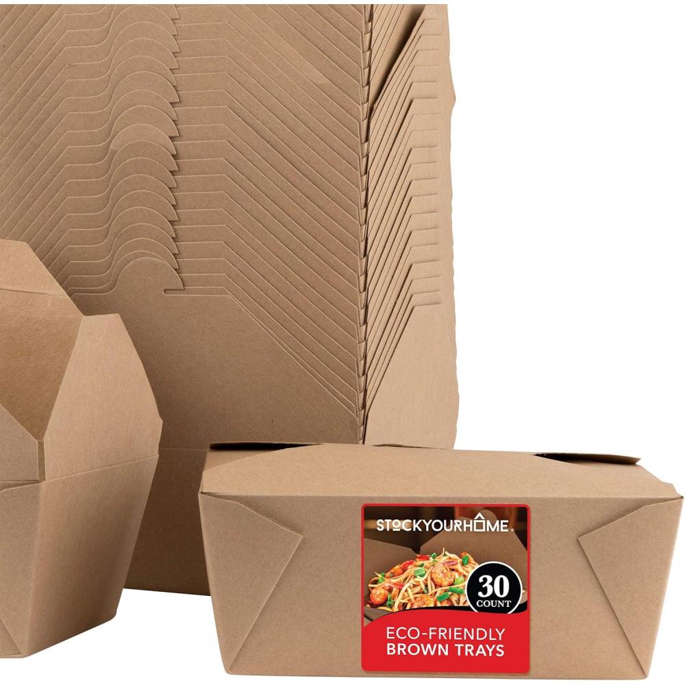 imageTake Out Food Containers Microwaveable Kraft Brown Take Out Boxes 45 oz 50 Pack Leak and Grease Resistant Food Containers Recyclable Lunch Box To Go Containers for Restaurant Catering and PartyThirty Pack 112 Oz