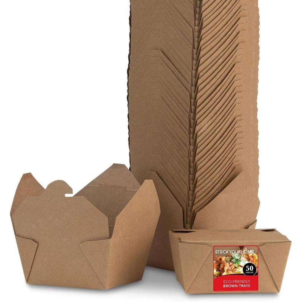 imageTake Out Food Containers Microwaveable Kraft Brown Take Out Boxes 45 oz 50 Pack Leak and Grease Resistant Food Containers Recyclable Lunch Box To Go Containers for Restaurant Catering and PartyFifty Pack 30 Oz
