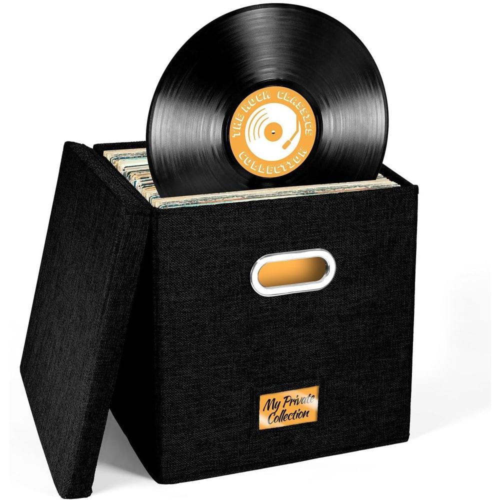 Set of 2 Vinyl Record Storage Box for up to 50+ 12-Inch Albums, Records ...