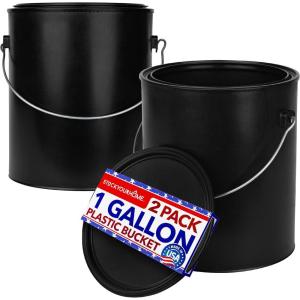 1 Gallon Plastic Paint Bucket (Black) – Triple Lock Airtight Seal – Minimizes Skimming – Rust Proof – Odor & Chemical Resistant – 128 Fl Oz All-Plastic Paint Can with Metal Handle – Stock Your Home(2)