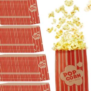 1 oz Paper Popcorn Bags Bulk (500 Pack) Small Kraft & Red Pop-Corn Bag Disposable for Carnival Themed Party, Movie Night, Halloween, Popcorn Machine Accessories & Supplies, Individual Servings
