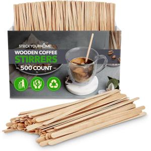 1000 Count Wooden Coffee Stir Sticks, Bulk Wood Stirrers for Coffee and Tea, Disposable Drink Stirrers for Hot Drinks, 5.5 Inch Wooden Coffee Stirrers for Home, No Plastic Stir Sticks, Stock Your Home(5 Inch)