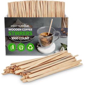 1000 Count Wooden Coffee Stir Sticks, Bulk Wood Stirrers for Coffee and Tea, Disposable Drink Stirrers for Hot Drinks, 5.5 Inch Wooden Coffee Stirrers for Home, No Plastic Stir Sticks, Stock Your Home(5.5 Inch)