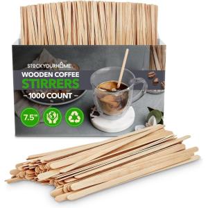1000 Count Wooden Coffee Stir Sticks, Bulk Wood Stirrers for Coffee and Tea, Disposable Drink Stirrers for Hot Drinks, 5.5 Inch Wooden Coffee Stirrers for Home, No Plastic Stir Sticks, Stock Your Home(7.5 Inch)