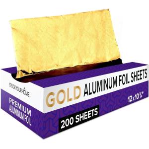 200 Count Pre-Cut Pop Up Wraps, 9” Gold Disposable Wrappers for Food or Hair Highlights – Stock Your Home(12″ Inch)