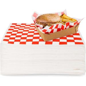 (250 Count) 12×12 White Wax Paper Sheets for Food, Basket Liners, Sandwich Wrap Squares, Burger Wraps, Waxed Deli Wrappers for Burrito Wrapping, Basket Liner, Deli Paper Sheets – Stock Your Home(Red Checkered)