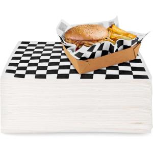 (250 Count) 12×12 White Wax Paper Sheets for Food, Basket Liners, Sandwich Wrap Squares, Burger Wraps, Waxed Deli Wrappers for Burrito Wrapping, Basket Liner, Deli Paper Sheets – Stock Your Home(Black Checkered)