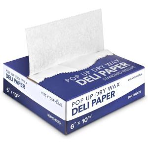500 Count Pre-Cut Deli Wax Wraps, 8” Heavy Duty Pop Up Dry Wax for Restaurant, Disposable Wrap for Burrito, Hot Dog or Sandwich, Stock Your Home(6″)