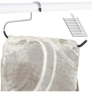 Blanket Hangers Set of 6 Heavy Duty Stainless Steel Hanger with Black Vinyl Nonslip Coating – Great for Closet Storage of Quilts, Comforters, Bedding, Table Cloths, Towels, Rugs and Sleeping Bags(12 Pack)