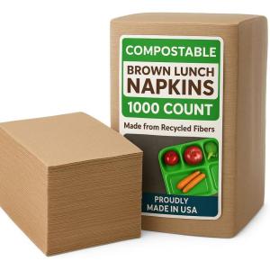 Brown Disposable Paper Napkins (500 Count), Eco Friendly Tan Napkins Bulk for Restaurants, Dinner Parties and Crafts(1000)
