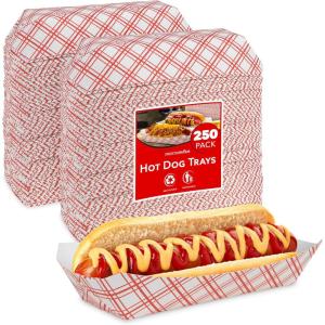 Checkered Food Trays 250 Pack Retro Red & White Grease Resistant Recyclable Disposable Paperboard Boats Stock Your Home