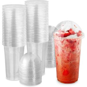 Clear Plastic Dessert Cups with Lids 8 oz (Set of 50) Small Disposable Parfait Cup, Dome Lid – No Hole, 8-Ounce Party Fruit Containers, Banana Pudding Bowl, Jello, Ice Cream, Desserts Container(16 Ounce)