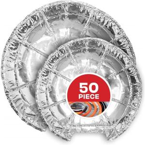 Disposable Gas Burner Liners (100 Pack) Aluminum Foil Square Gas Stove Burner Covers – 8.5 Inch Gas Range Protector, Stove Top Covers for Gas Burners, Foil Liners to Catch Oil, Grease, and Food Spills(Electric Burner (50 Pack))