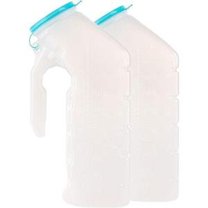 Male Urinal with Glow in The Dark Lid (2 Bottles) 32 Oz Urine Bottles for Men – Pee Bottles for Hospitals, Emergency and Travel(2 Count (Pack of 1))