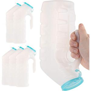Male Urinal with Glow in The Dark Lid (2 Bottles) 32 Oz Urine Bottles for Men – Pee Bottles for Hospitals, Emergency and Travel(6 Count (Pack of 1))
