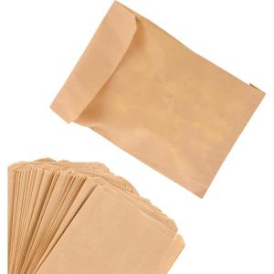 Paper Sandwich Bags Kraft Brown (125 Pack) Food Grade Bags with White Round Stickers for Sealing – Unbleached Compostable Natural Kraft Paper Stock Bags for Bakery Cookies, Treats, Snacks, Sandwiches(125 Count)
