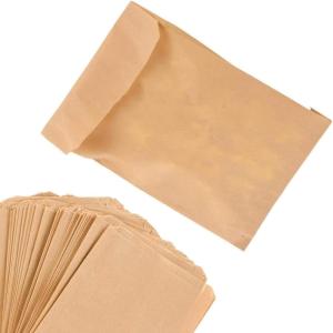 Paper Sandwich Bags Kraft Brown (125 Pack) Food Grade Bags with White Round Stickers for Sealing – Unbleached Compostable Natural Kraft Paper Stock Bags for Bakery Cookies, Treats, Snacks, Sandwiches(200 Count)
