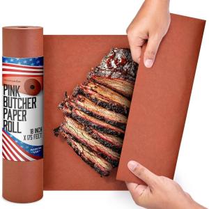 Pink Butcher Paper Roll 18”x175′ (2100 Inch) Peach Butcher Paper for Smoker, Food Grade, Brisket, Ribs, BBQ, Smoking Meat, USA Made, Unbleached, Unwaxed and Uncoated, Stock Your Home