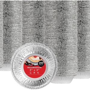 Stock Your Home 4 Inch Mini Aluminum Foil Pans (50 Count) – Disposable Small Tins for Baking Tiny Treats, Fruit Tarts, Quiche, and Mince Pies(200 Pack (3 Inch))