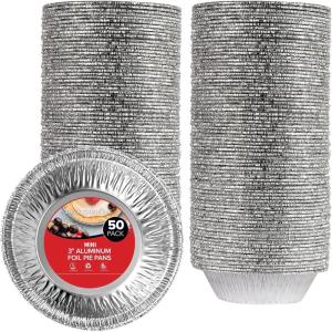 Stock Your Home 4 Inch Mini Aluminum Foil Pans (50 Count) – Disposable Small Tins for Baking Tiny Treats, Fruit Tarts, Quiche, and Mince Pies(50 Pack (3 Inch))