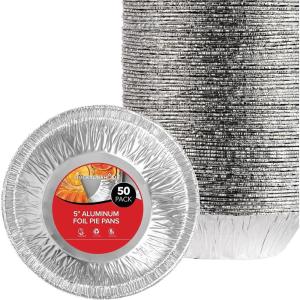 Stock Your Home 4 Inch Mini Aluminum Foil Pans (50 Count) – Disposable Small Tins for Baking Tiny Treats, Fruit Tarts, Quiche, and Mince Pies(50 Pack (5 Inch))