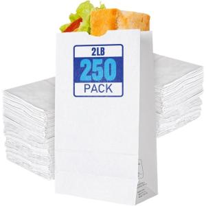 Stock Your Home 6 Lb Lunch Bags (200 Count) Eco Friendly Small Bags for Packing Lunch & Snacks – Blank Bags for Arts & Crafts Projects(2 lb / 250 Count)
