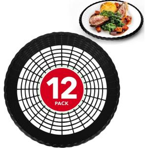 Stock Your Home 9” Paper Plate Holder in White (12 Count) – Paper Plate Holders Plastic Heavy Duty – Plastic Paper Plate Holder – Woven Paper Plate Holder – Paper Plate Holders Reusable(Black)