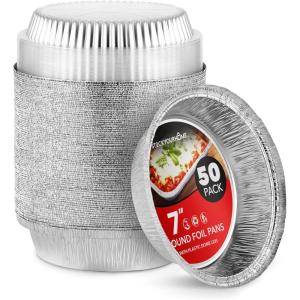 Stock Your Home 9″ Round Aluminum Foil Pans with Lids (40 Pack) Pie Tins Disposable 9 Inch with Lid, To-Go Containers for Pies, Cheesecake, Cinnamon Rolls, Flan, 2″ Deep Dish Cake Pan for Holidays(Plastic Lids)