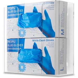Stock Your Home Acrylic Single Gloves Dispenser, Tissue Box Shelf, Glove Holder Wall Mount, for Kitchen, Cleaning Closet, Lab, Exam, Office(Double Stack)