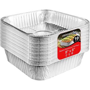Stock Your Home Aluminum Pans 8×8 Disposable Foil Pans (20 Pack) – 8 Inch Square Pans – Tin Foil Pans Great for Cooking, Heating, Storing, Prepping Food(Pans)