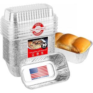 Stock Your Home Aluminum Pans Mini Loaf Pans (50 Pack) 1 Lb Aluminum Foil Tin Pans, Small Loaf Pans – 1 Pound Disposable Baking Pans Perfect for Baking Cakes, Bread Loaves – 6 x 3.5 x 2(Pans + Lids)