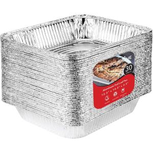 Stock Your Home Disposable Foil Pans with Lids (Set of 40) Heavy Duty Aluminum Pans with Lids (20) 9×13, (10) 8×8, (10) 1-Lb Baking Tins with Covers for Cooking, Heating, Storing, Holiday Dinner Meals(30 Pack)