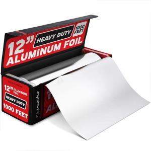 Stock Your Home Heavy Duty Aluminum Foil Roll, 300 FT x 12 Inches Wide Aluminum Foil Heavy Duty Rolls, Heavy Duty Foil with Easy Tear Dispenser, Premium Tinfoil Roll to Wrap & Store Food, Silver(1000 Feet)
