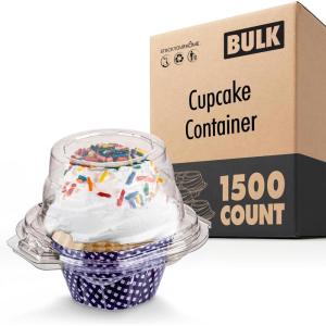 Stock Your Home Individual Cupcake Containers, 50 Pack, Cupcake Holder with Lid, Plastic Single Cupcake Container, Muffin Container, Stackable, BPA Free(1500 Count)