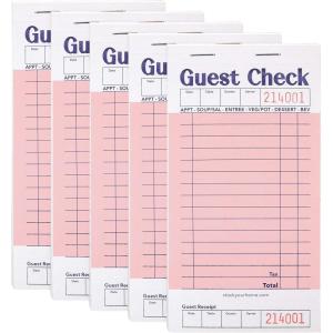 Stock Your Home Pink Guest Check Books for Servers (20 Pack) Server Note Pads, Waiter Checkbook, Food Receipt Book, Restaurant Order Pad, Paper Checks, Waitress Accessories, 1000 Total Tickets(Pink)