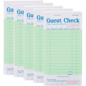 Stock Your Home Pink Guest Check Books for Servers (20 Pack) Server Note Pads, Waiter Checkbook, Food Receipt Book, Restaurant Order Pad, Paper Checks, Waitress Accessories, 1000 Total Tickets(Green)
