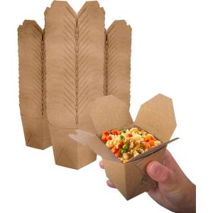 Takeout Food Containers 8 Oz Microwaveable Kraft Brown Paper Mini Chinese Take Out Box (50 Pack) Leak and Grease Resistant Stackable To Go Boxes – Recyclable Food Containers – Party Favor Boxes(8 oz)