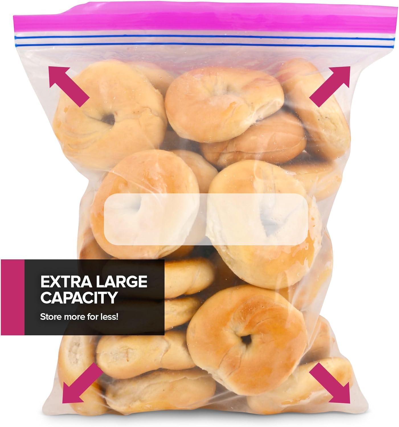 image40 Count 2 Gallon Freezer Bags Double Zipper Plastic Storage Bags for Freezing Food Extra Large Freezer Bags 2 Gallon Bulk Pack with Easy Dispensing Box Resealable Clear Two Gallon Storage Bags