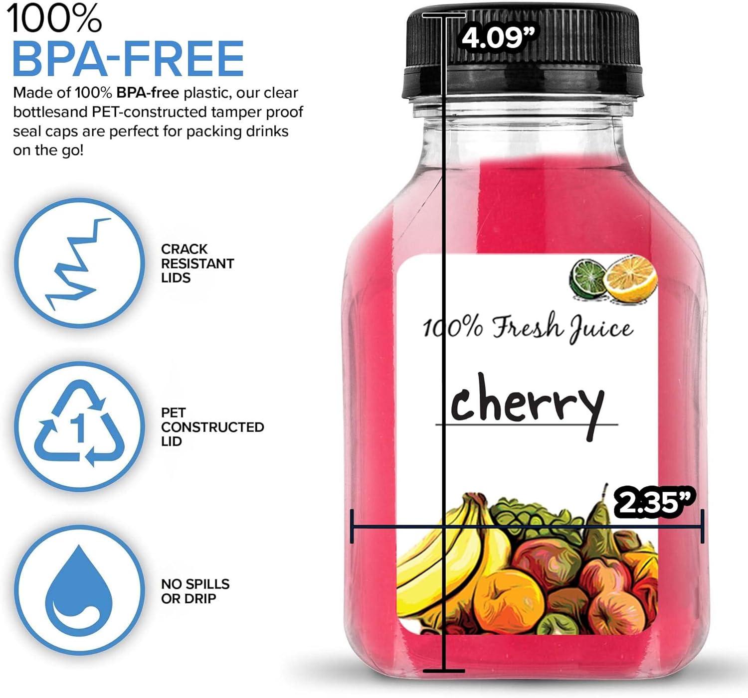 imageJuice Bottles with Caps for Juicing amp Smoothies Reusable Clear Empty Plastic Caps 8 Ounce Drink Containers Mini Fridge Juicer Shots Small Water Bulk oz 48 Pack8 oz 48 Count