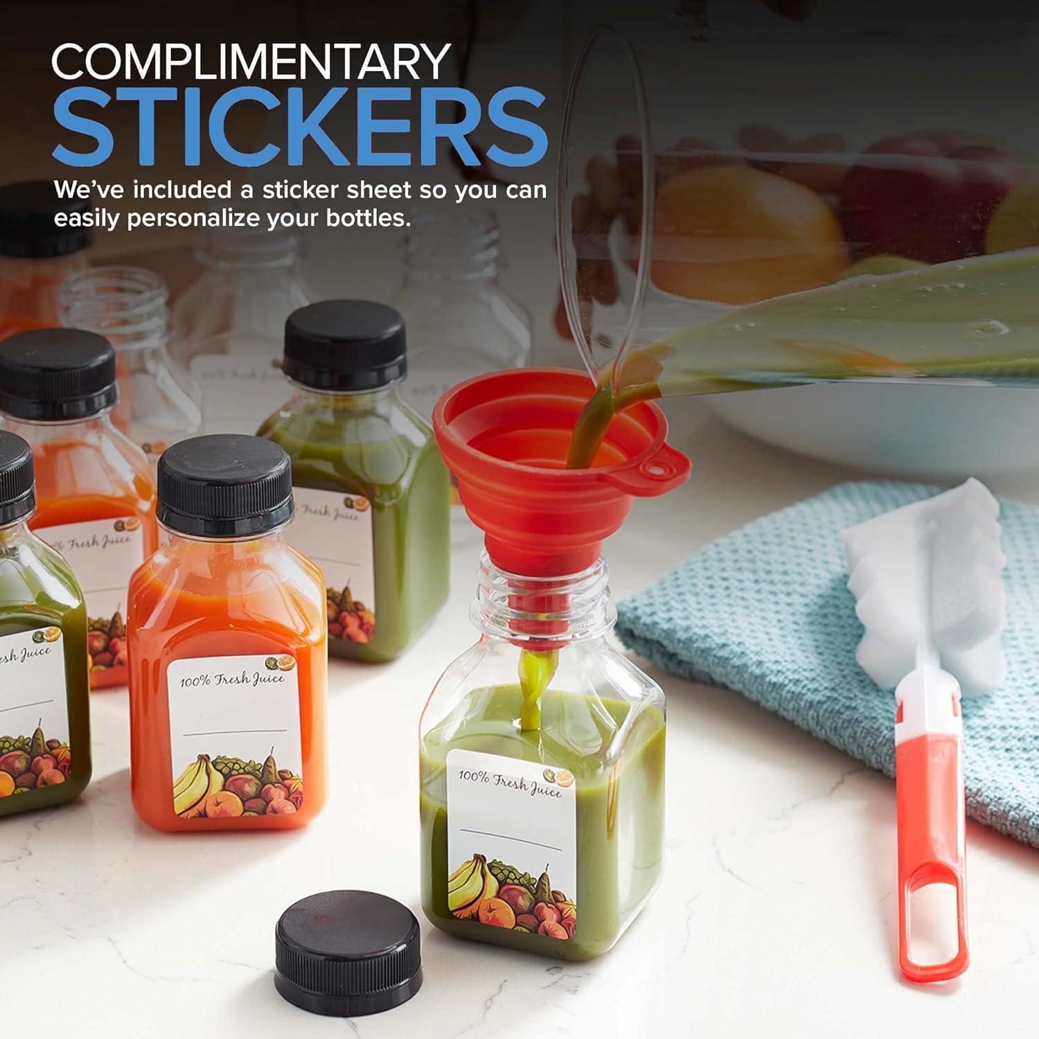 imageJuice Bottles with Caps for Juicing amp Smoothies Reusable Clear Empty Plastic Caps 8 Ounce Drink Containers Mini Fridge Juicer Shots Small Water Bulk oz 48 Pack8 oz 12 Count