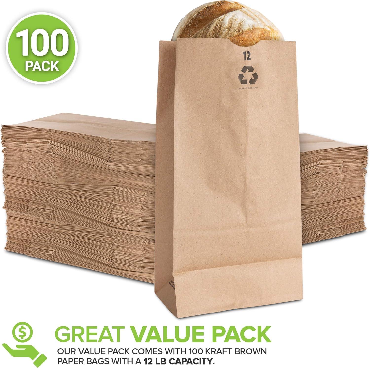 imageStock Your Home 12 Lb Kraft Big Brown Paper Lunch Bags 100 Count Bulk Disposable Lunch Sacks Large Size Blank Bag Good for Snacks Sandwiches Grocery Food and Arts amp Crafts Projects100
