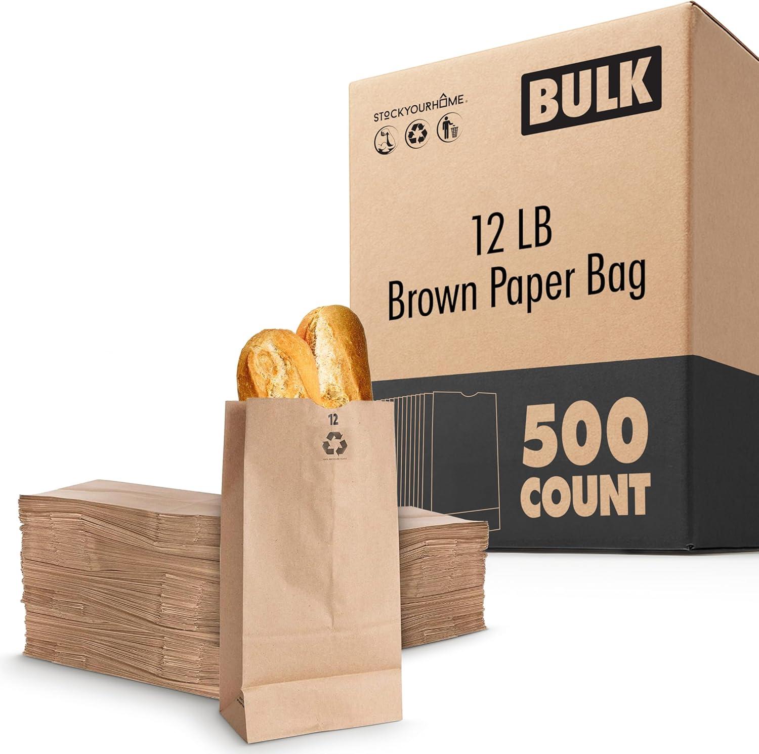imageStock Your Home 12 Lb Kraft Big Brown Paper Lunch Bags 100 Count Bulk Disposable Lunch Sacks Large Size Blank Bag Good for Snacks Sandwiches Grocery Food and Arts amp Crafts Projects500