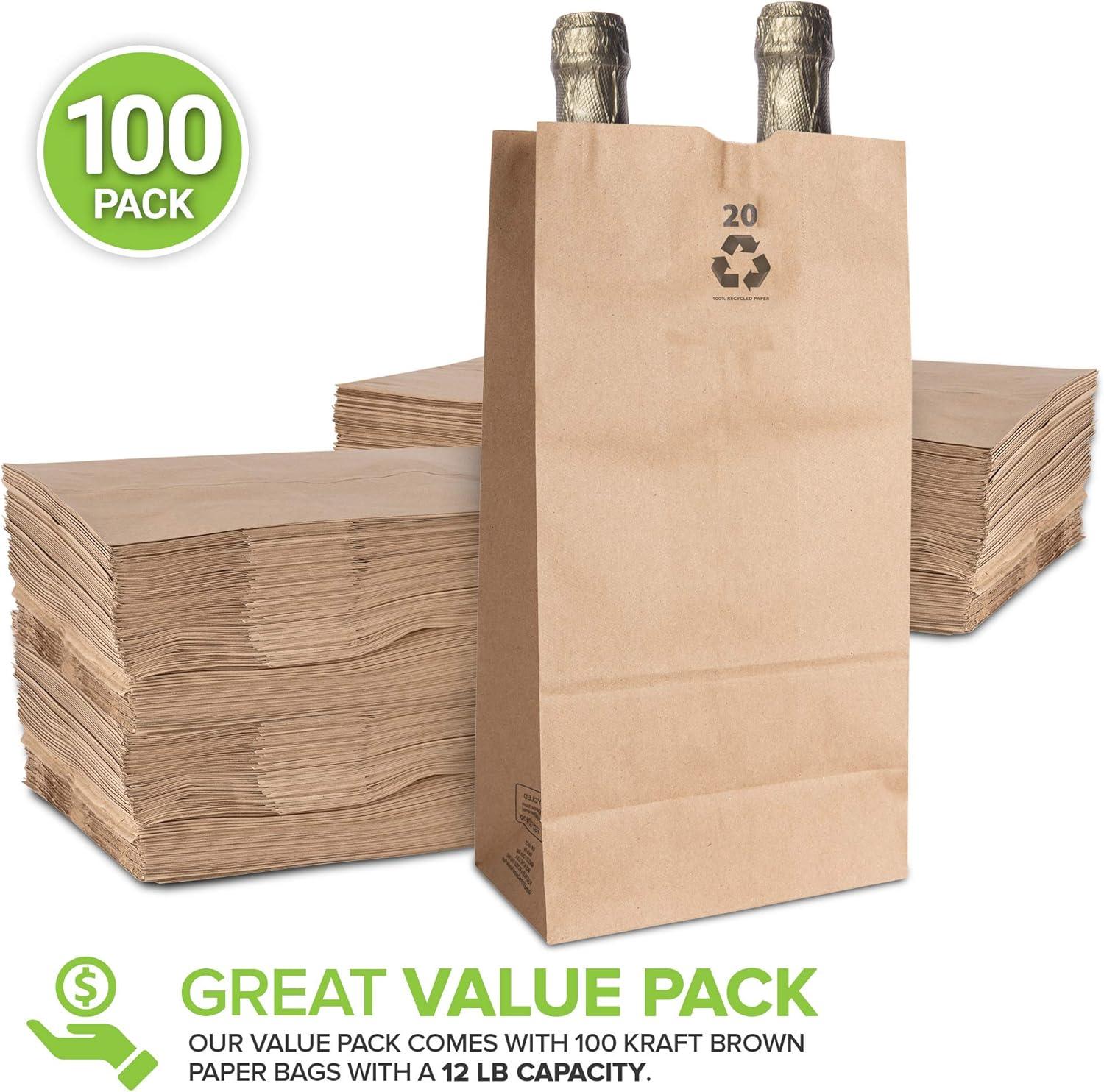 imageStock Your Home 20 Lb Kraft Big Brown Paper Bags 100 Count Bulk Disposable Liquor Bottle Sacks Extra Large Size Blank Bag Good for Big Lunch Grocery Food Shopping and Arts amp Crafts Projects100