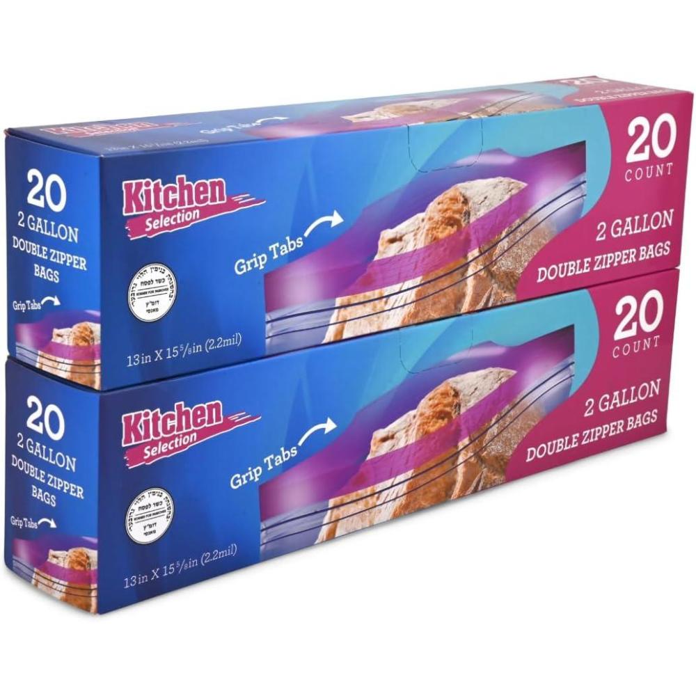 image40 Count 2 Gallon Freezer Bags Double Zipper Plastic Storage Bags for Freezing Food Extra Large Freezer Bags 2 Gallon Bulk Pack with Easy Dispensing Box Resealable Clear Two Gallon Storage Bags