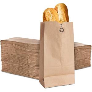 Stock Your Home 12 Lb Kraft Big Brown Paper Lunch Bags (100 Count) – Bulk Disposable Lunch Sacks, Large Size Blank Bag, Good for Snacks, Sandwiches, Grocery Food, and Arts & Crafts Projects(100)