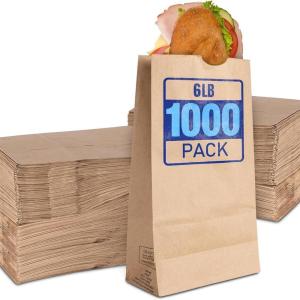 Stock Your Home 12 Lb Kraft Big Brown Paper Lunch Bags (100 Count) – Bulk Disposable Lunch Sacks, Large Size Blank Bag, Good for Snacks, Sandwiches, Grocery Food, and Arts & Crafts Projects(1000)