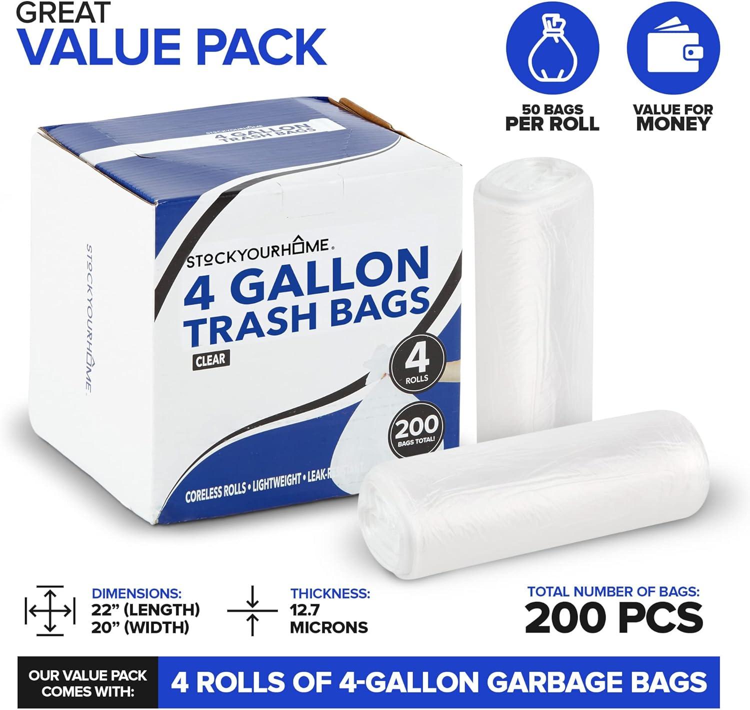 imageStock Your Home 2 Gallon Unscented Small Garbage Bags 100 Count Leakproof Versatile Usage GrabnGo200 Pack